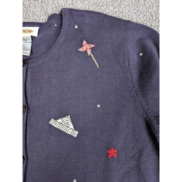 Woman’s Talbots Button Front Cardigan Sweater Size L America July 4 Patriotic - Picture 5 of 12